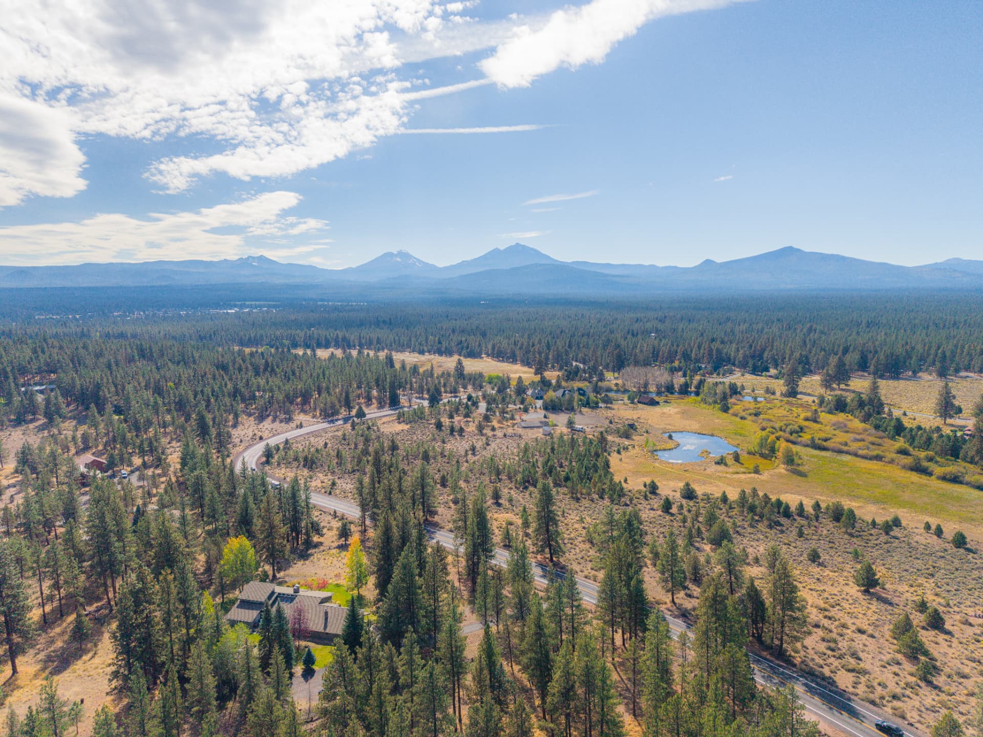 Mountain and river aerial view